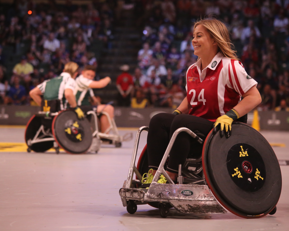 A wheelchair rugby player